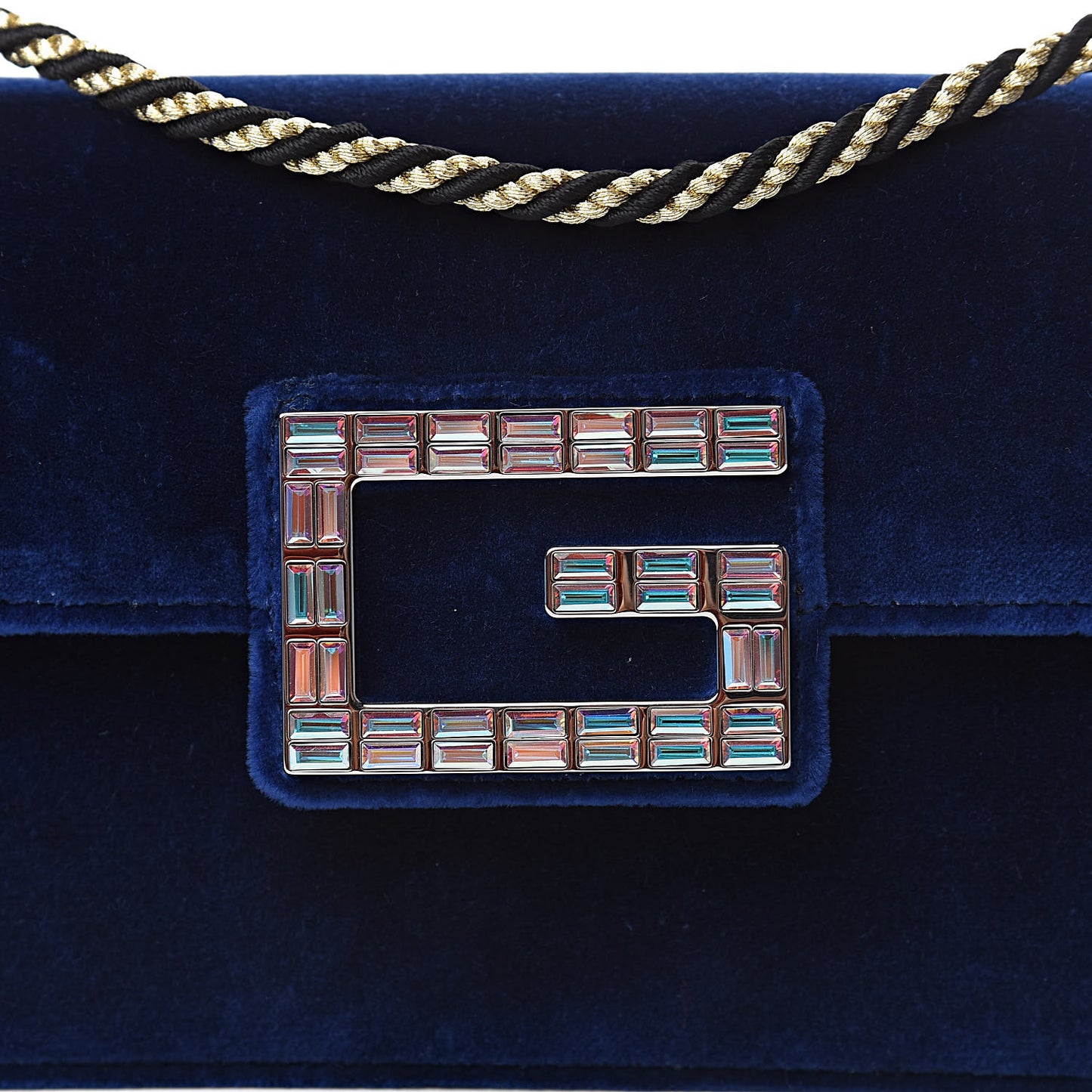 Velvet Crystal Square G Shoulder Bag Cobalt Blue