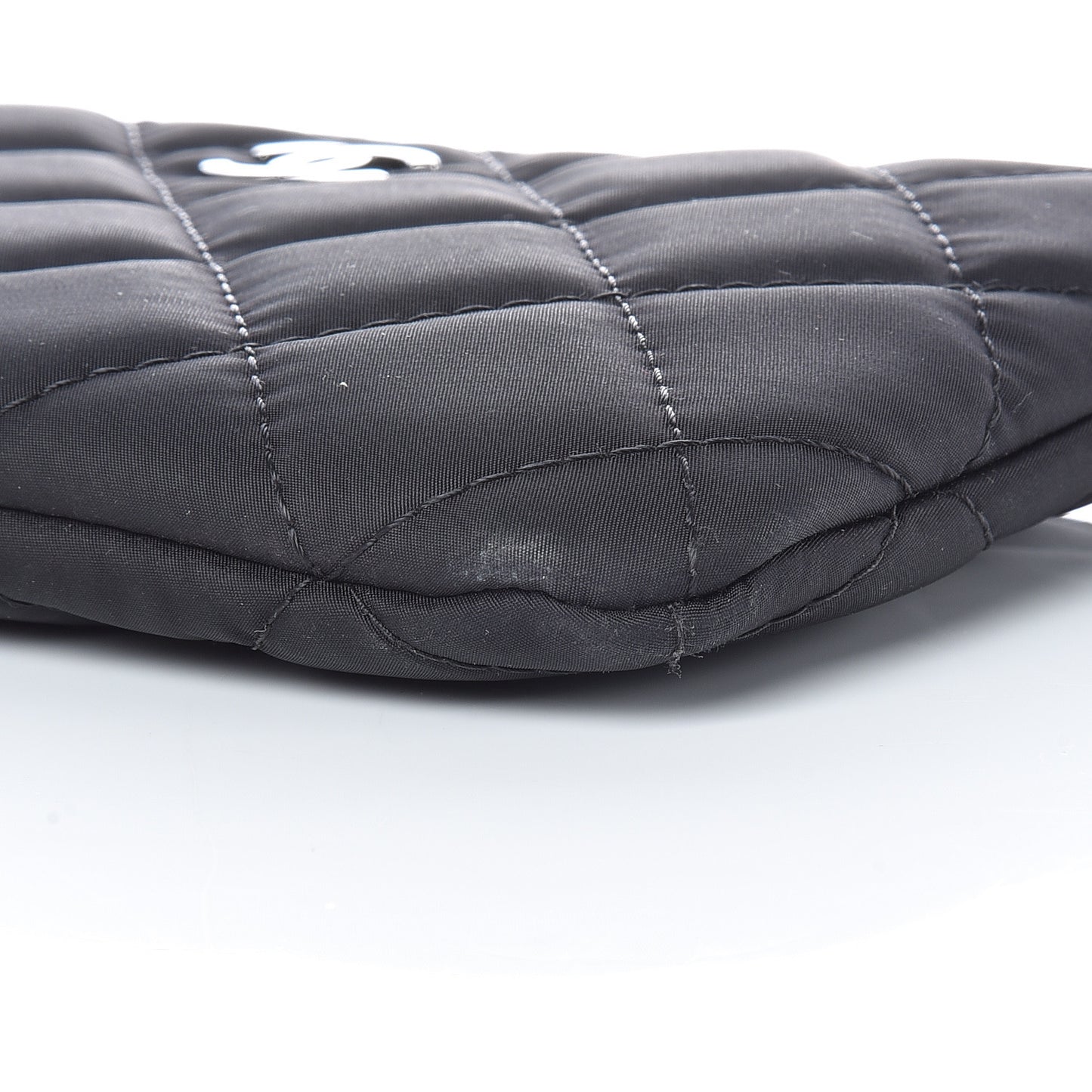 Nylon Quilted Small Cosmetic Case Black