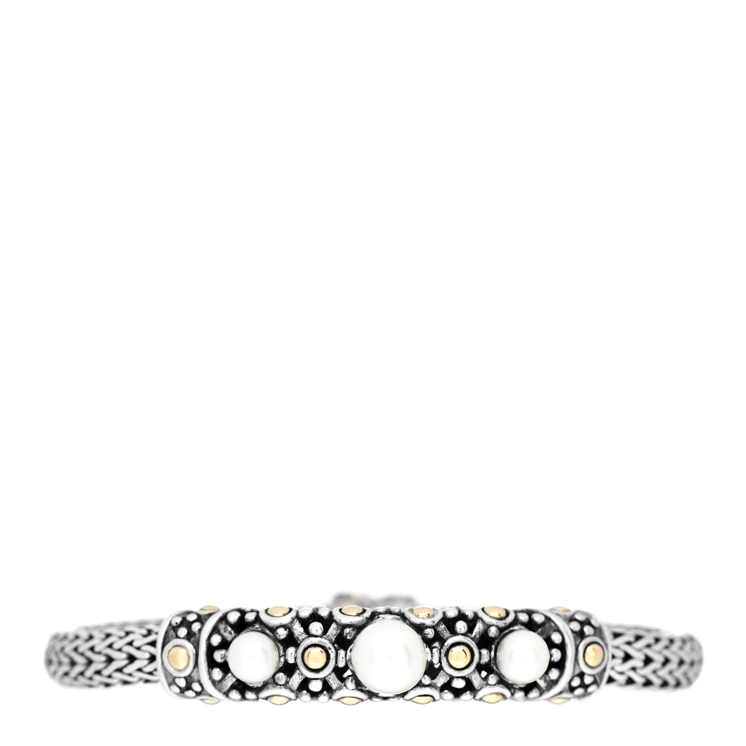 John Hardy Sterling Silver 18K Yellow Gold Pearl Dot Classic Chain Bracelet 1 of 3