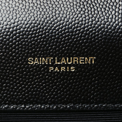 Saint Laurent Grain De Poudre Matelasse Chevron Medium Monogram Satchel Black 6 of 10