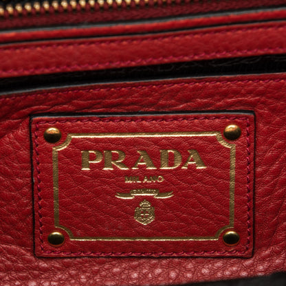 Prada Vitello Daino Sound Twin Pocket Satchel Rosso 6 of 11