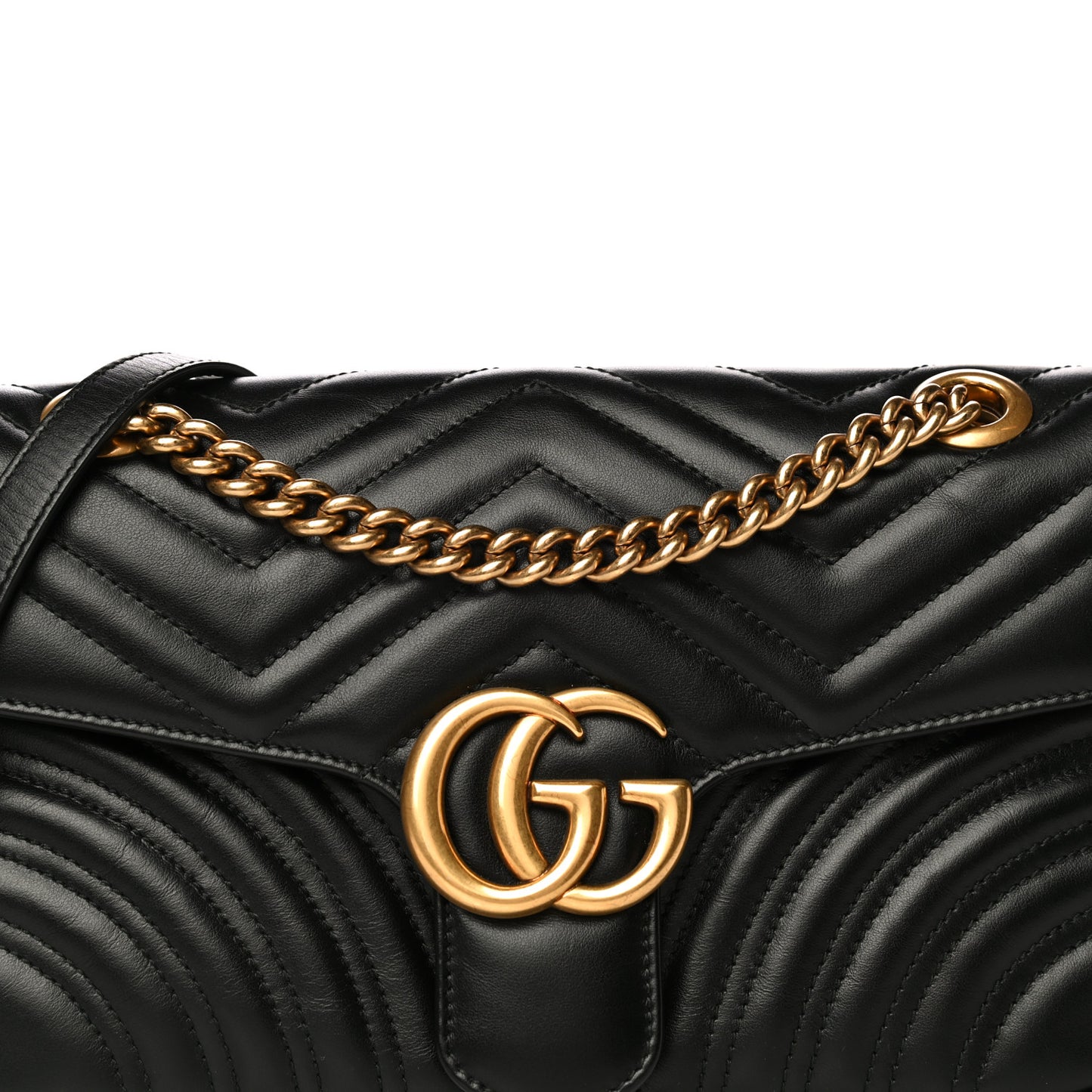 Calfskin Matelasse Small GG Marmont Shoulder Bag Black