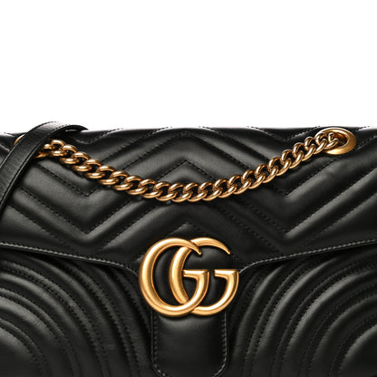 Gucci Calfskin Matelasse Small GG Marmont Shoulder Bag Black 9 of 12