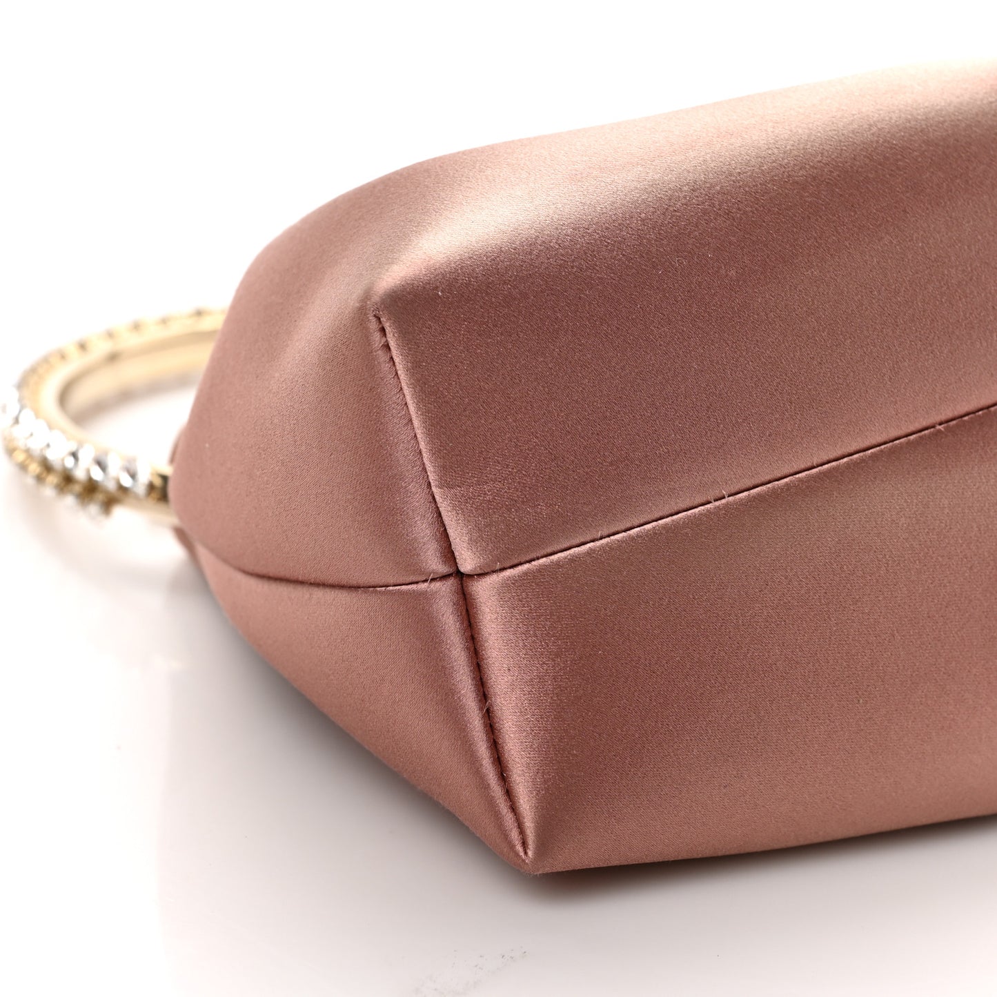 Satin Crystal Embellished Top Handle Bon Bon Bag Pink