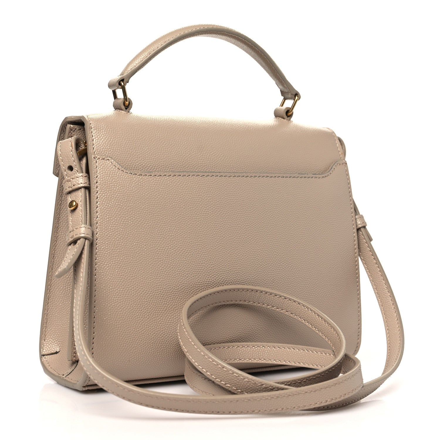 Saint Laurent Grain de Poudre Mini Classic Monogram Cassandra Top Handle Beige 3 of 11