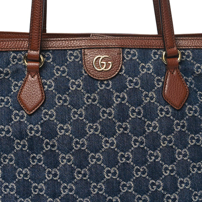 Gucci New Denim GG Monogram Medium Ophidia Shopping Tote Blue Tea Cuir 7 of 11