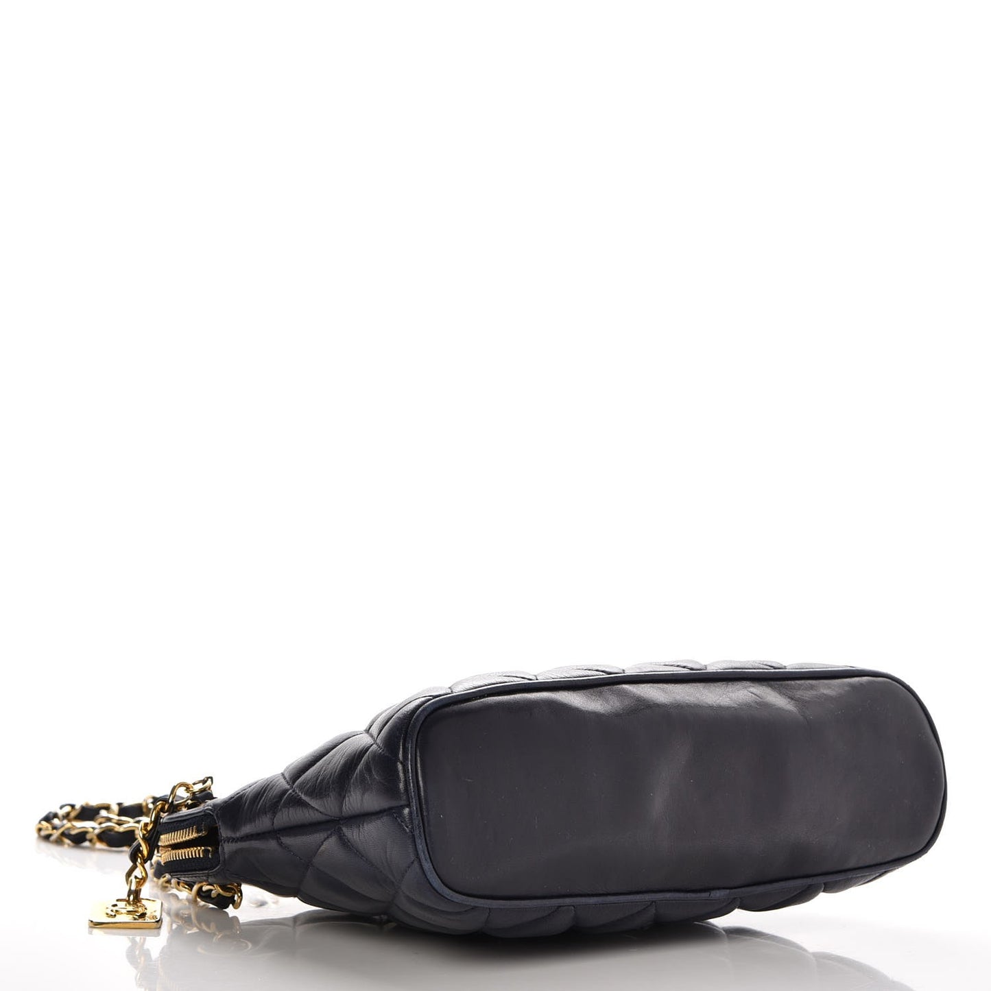 Lambskin Quilted Shoulder Bag Navy Blue
