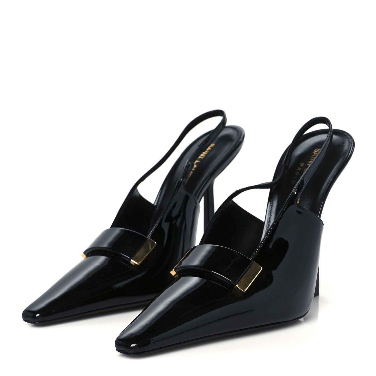 Saint Laurent Patent Madame 115mm Slingback Pumps 38.5 Black 4 of 10