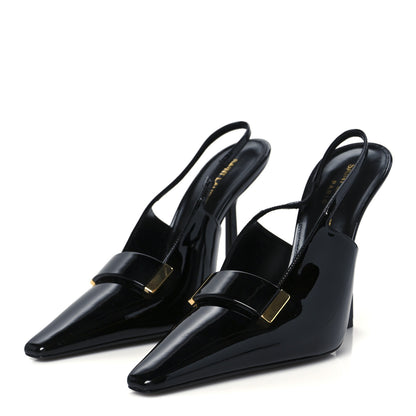 Saint Laurent Patent Madame 115mm Slingback Pumps 38.5 Black 4 of 10