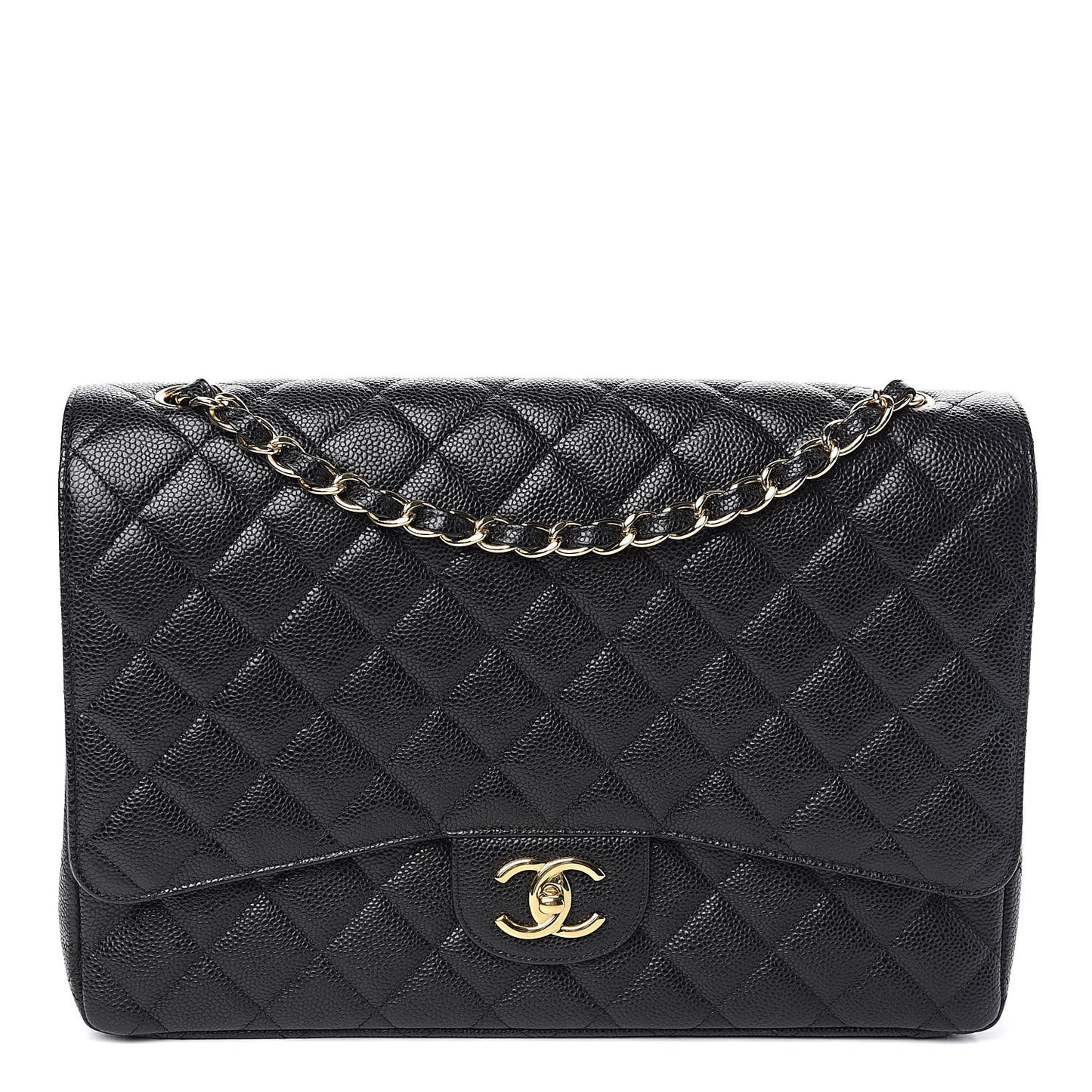 Caviar Quilted Maxi Double Flap Black