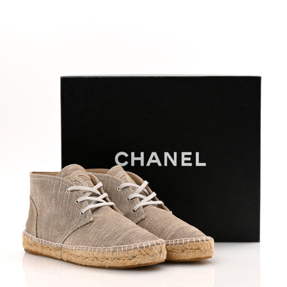 Chanel Striated Suede Espadrilles High Top Espadrilles 37 Light Grey 10 of 10