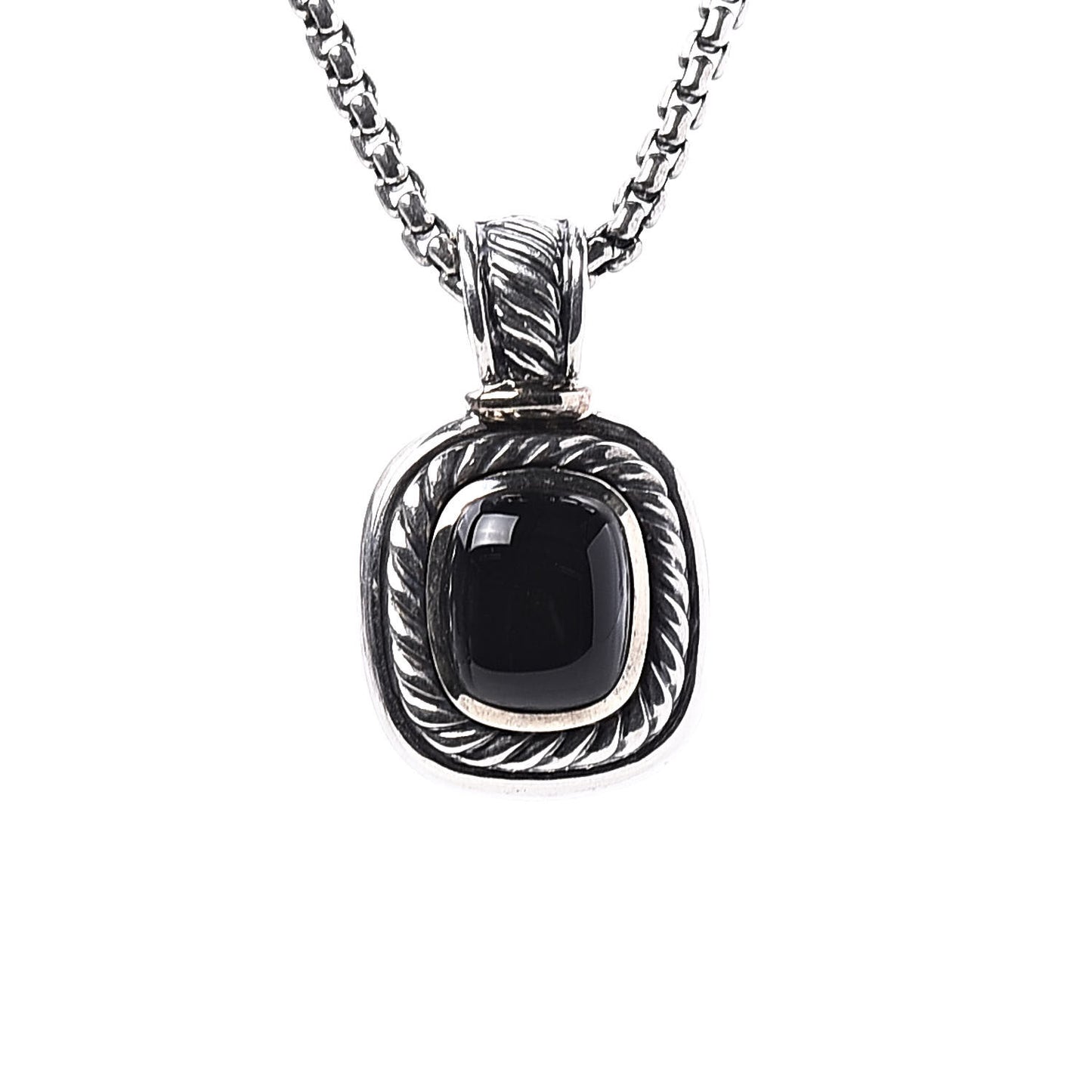 Sterling Silver 14K Yellow Gold Black Onyx Albion Pendant Necklace