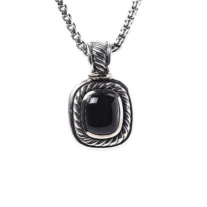 David Yurman Sterling Silver 14K Yellow Gold Black Onyx Albion Pendant Necklace 1 of 7