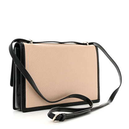 Salvatore Ferragamo Hammered Calfskin Vara Bow Shoulder Bag Beige Black 3 of 11