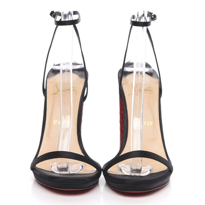 Christian Louboutin Crepe Satin Strass Au Palace 120 Sandals 38.5 Black 2 of 9