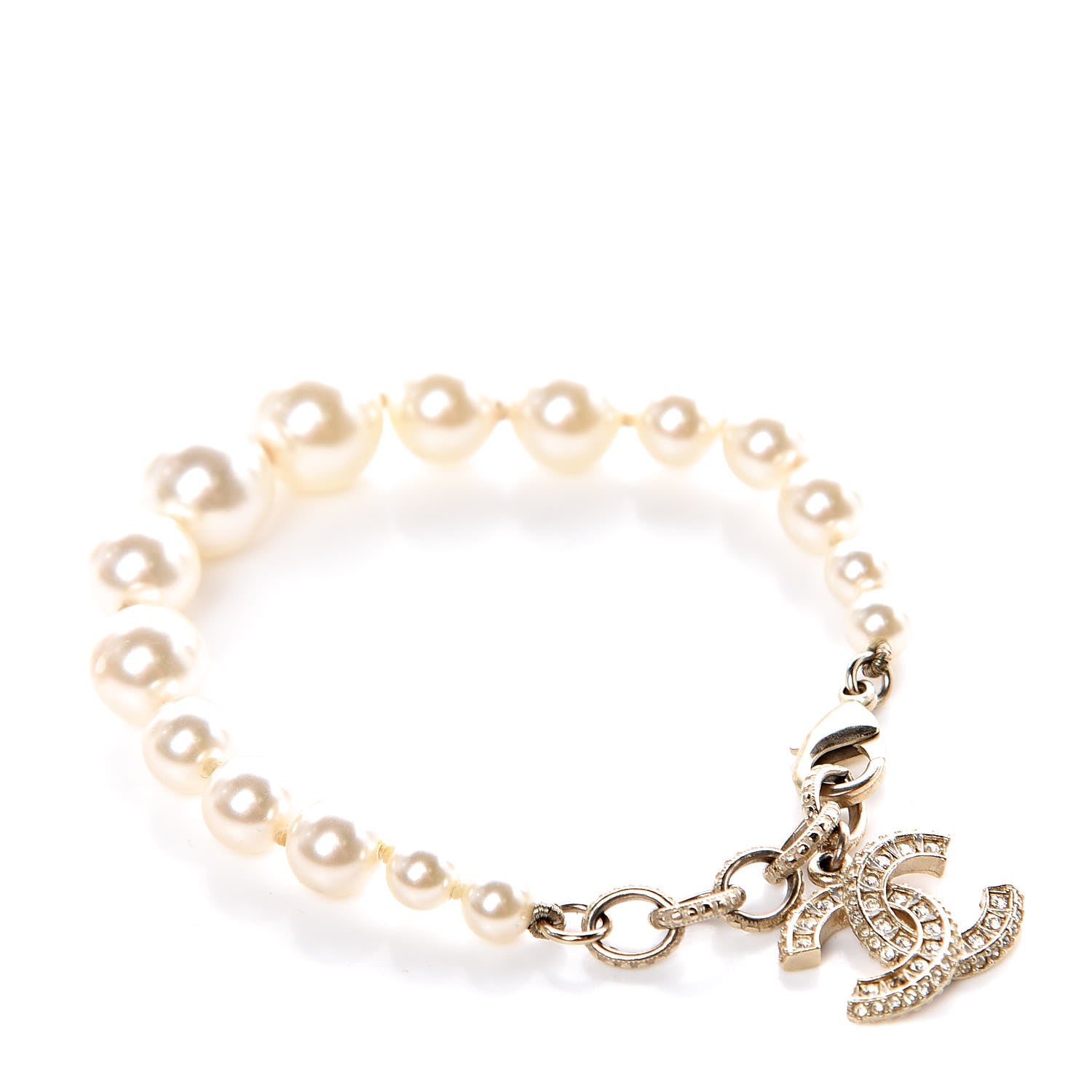 Chanel Pearl Crystal CC Bracelet Gold 1 of 5