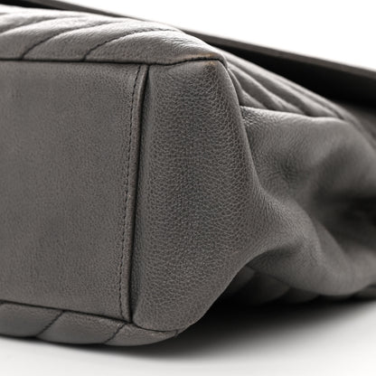 Saint Laurent Sheepskin Matelasse Chevron Monogram Large College Satchel Light Coal 11 of 12
