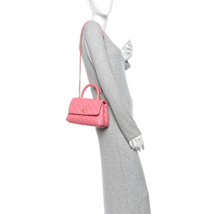 Chanel Caviar Lizard Embossed Quilted Mini Coco Handle Flap Pink 2 of 10