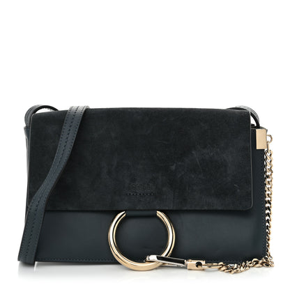 Chloe Suede Calfskin Small Faye Shoulder Bag Silver Blue 1 of 10