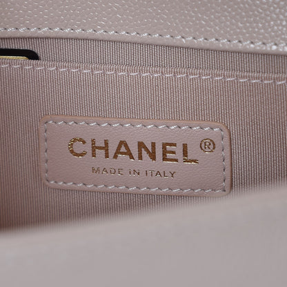 Chanel Caviar Chevron Quilted Medium Boy Flap Light Beige 6 of 7