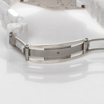 Chanel Stainless Steel Ceramic Diamond 38mm J12 Automatic Watch White 6 of 8