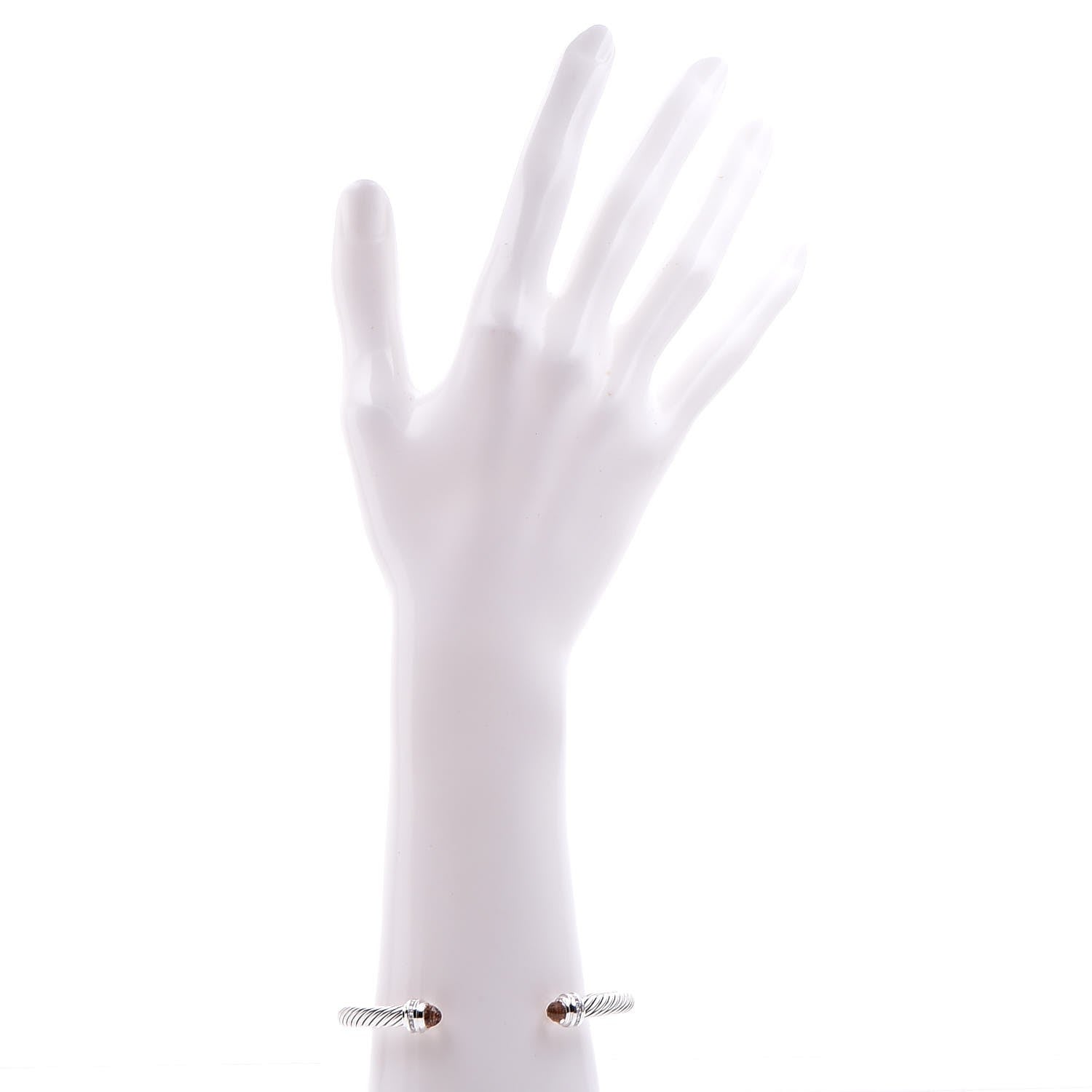 David Yurman Sterling Silver Diamond Morganite 5mm Cable Classics Bracelet 2 of 7