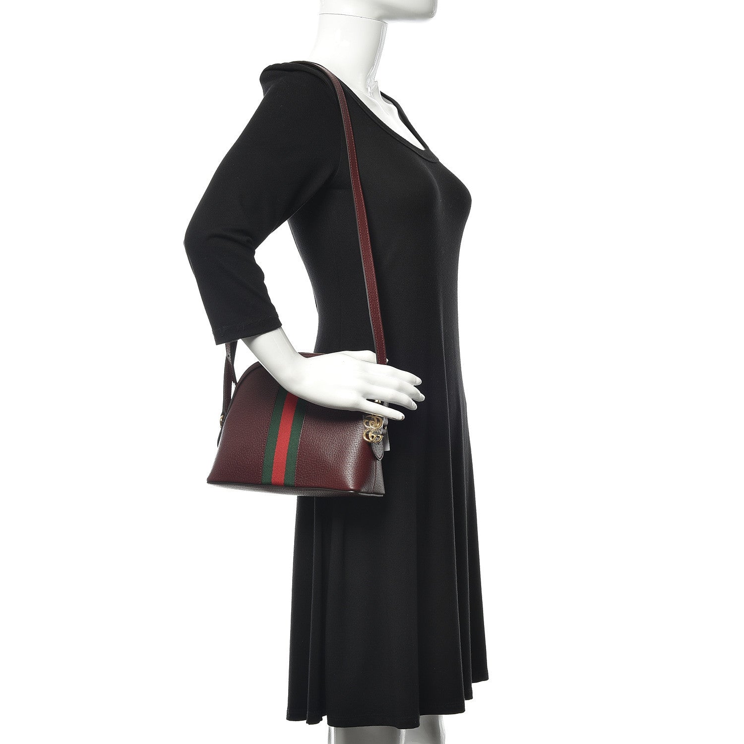 Gucci Textured Calfskin Web Small Ophidia Dome Shoulder Bag Vintage Bordeaux 2 of 10