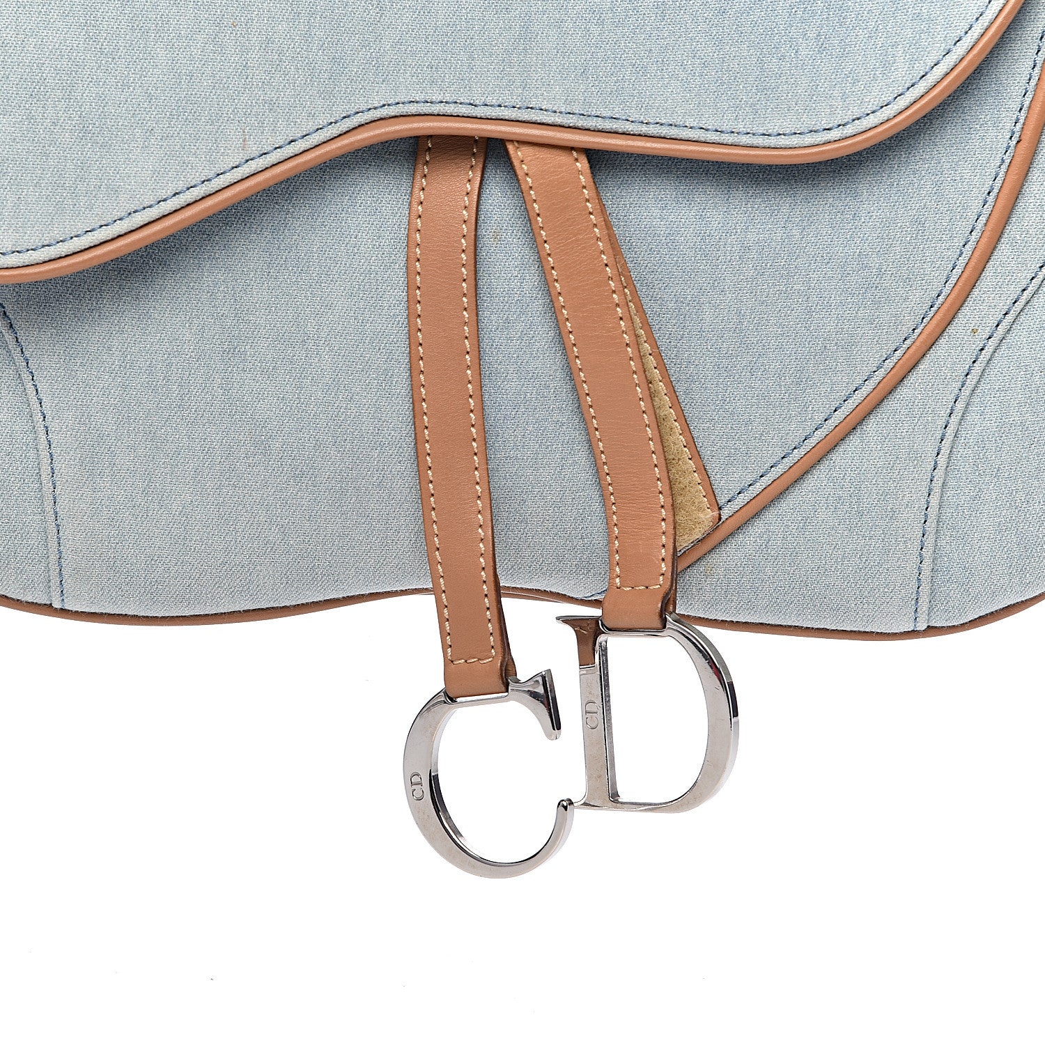 Christian Dior Denim Calfskin Double Saddle Bag Light Blue 11 of 11