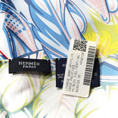 Hermes Silk Danse Pacifique Losange Nano Scarf Bleu Ciel Vert Jaune Vif 2 of 3