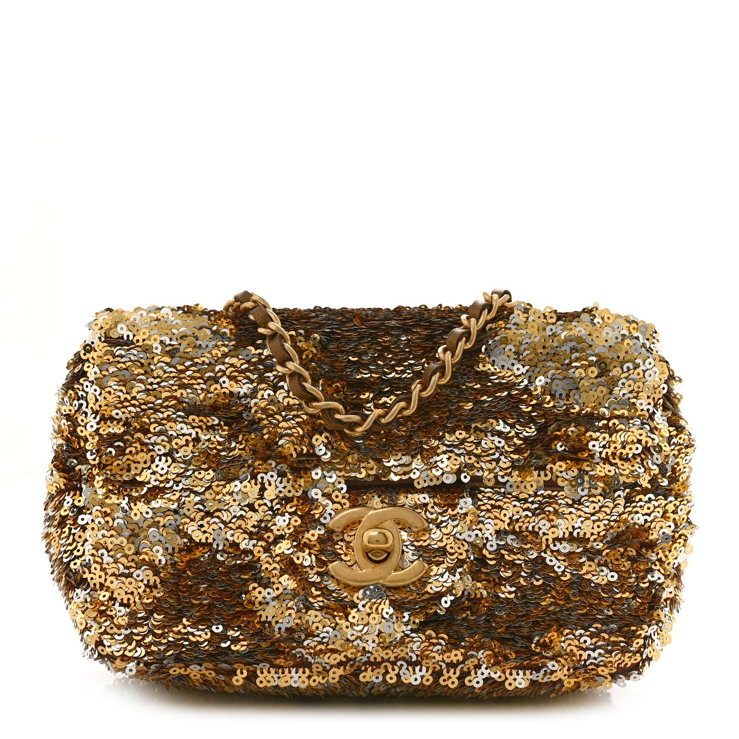 Sequin Mini Rectangular Flap Gold
