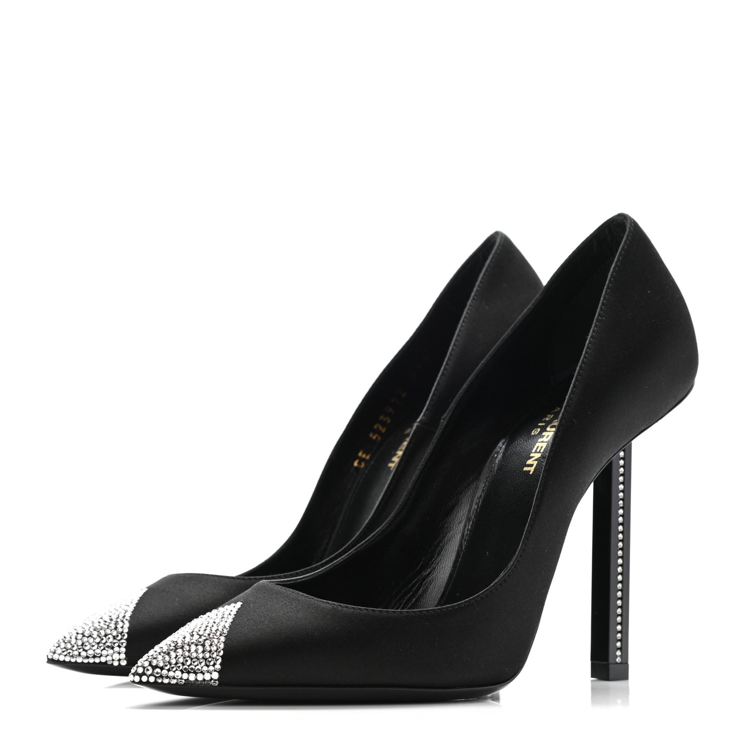 Satin Crystal Embellished Tower 110 Pump 38.5 Black