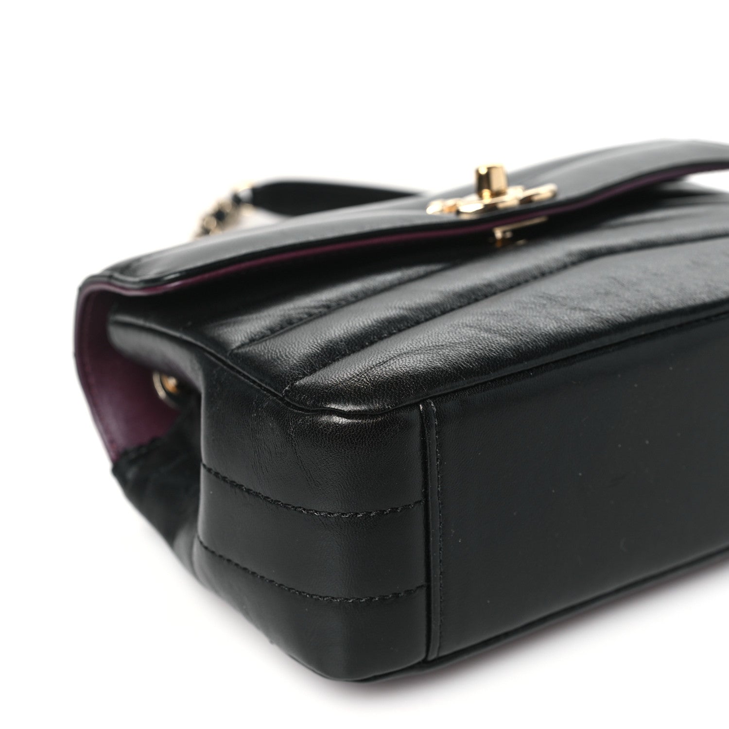 Chanel Shiny Lambskin Quilted Small Chevron Miroir Black 9 of 12