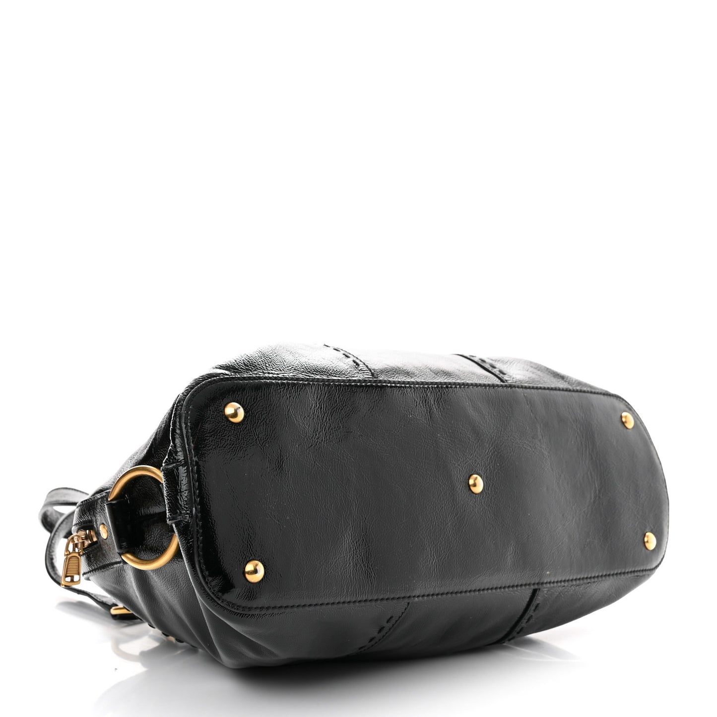 Textured Patent Calfskin Large Muse Black