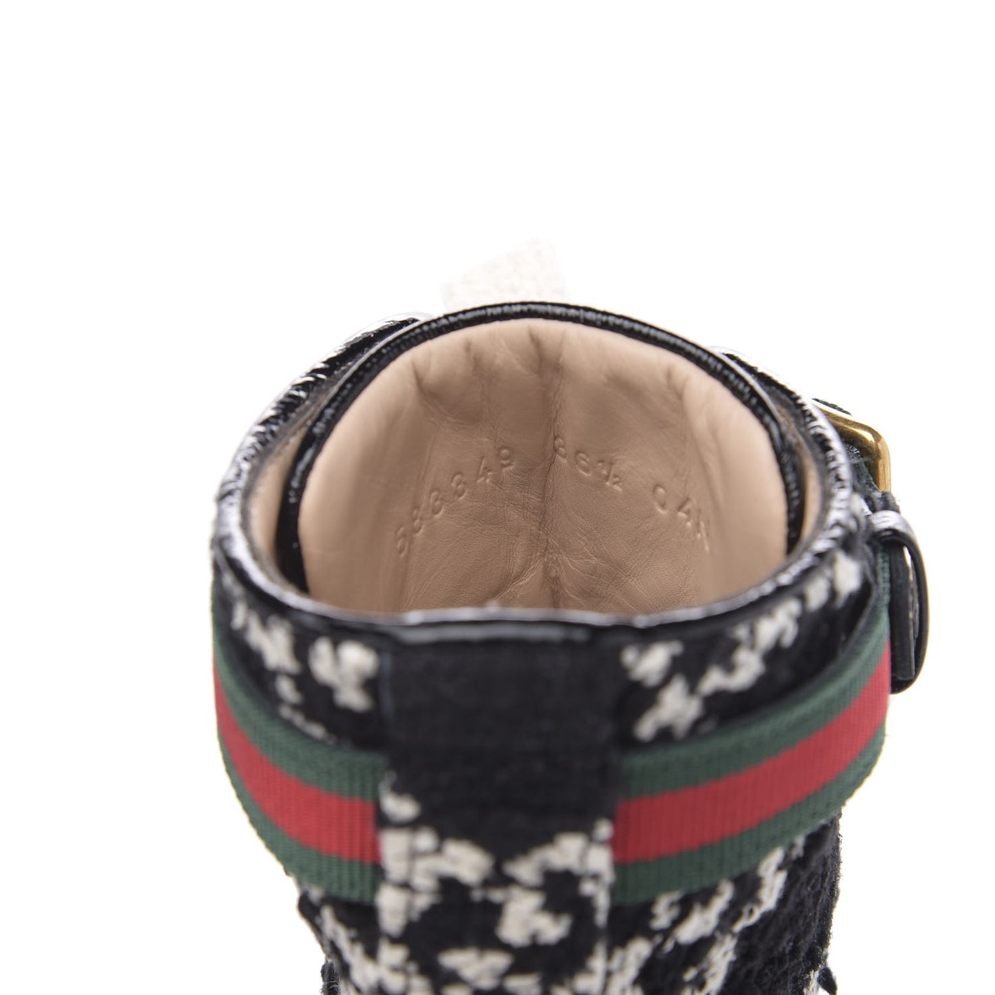 Tweed GG Monogram Lace Up Combat Ankle Boots 36.5 Black