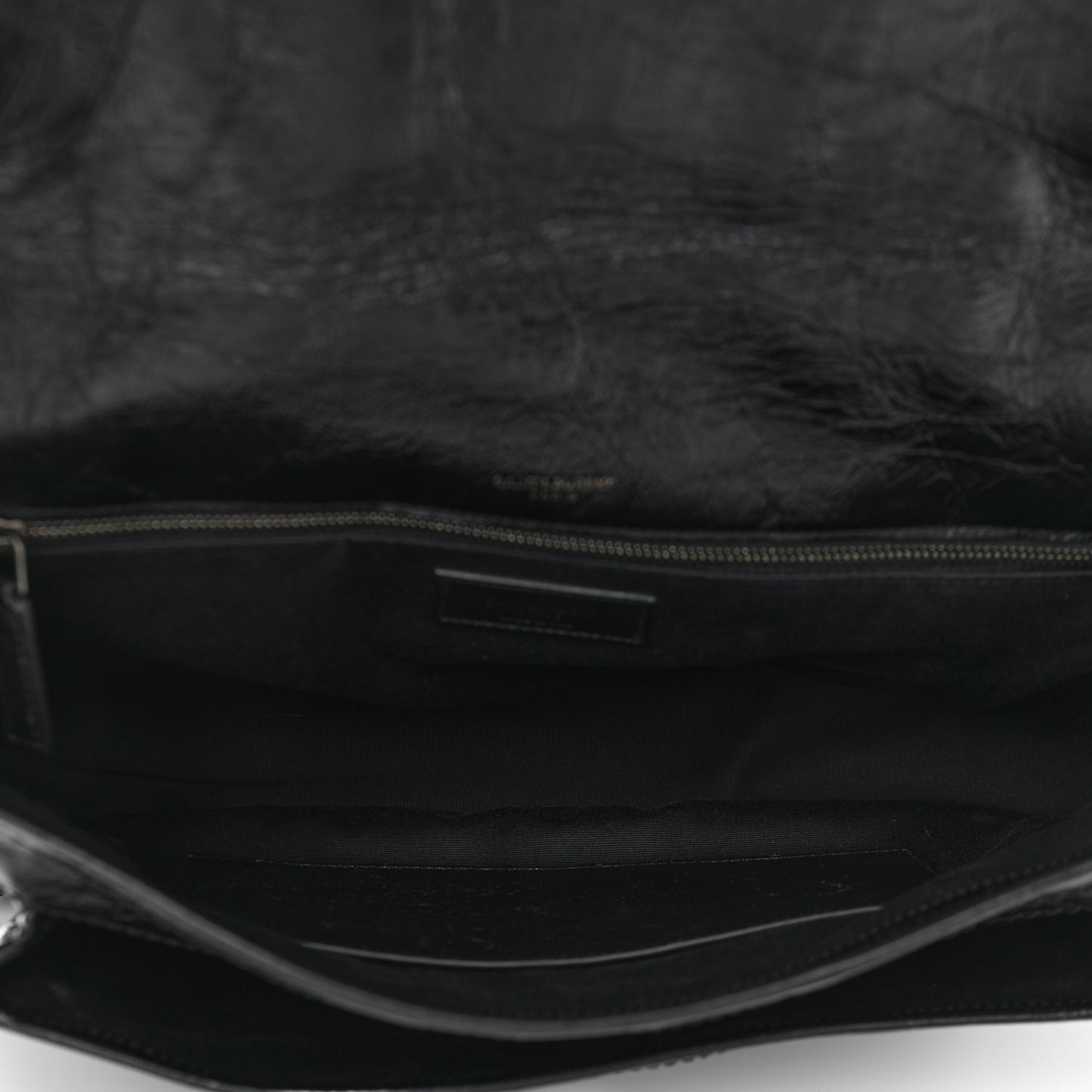 Crinkled Calfskin Matelasse Monogram Large Niki Chain Satchel Black