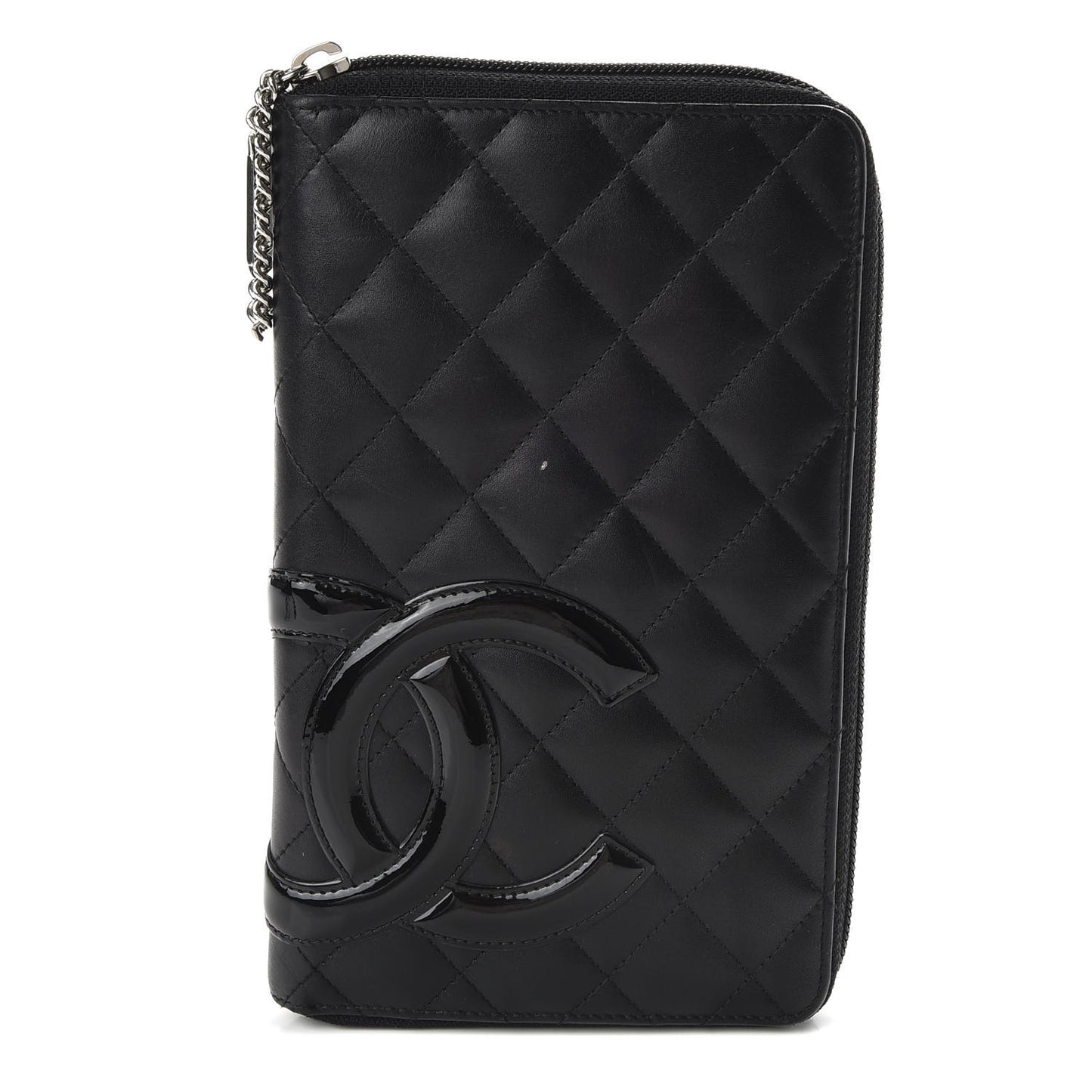 Calfskin Cambon Zip Around Organizer Wallet Black