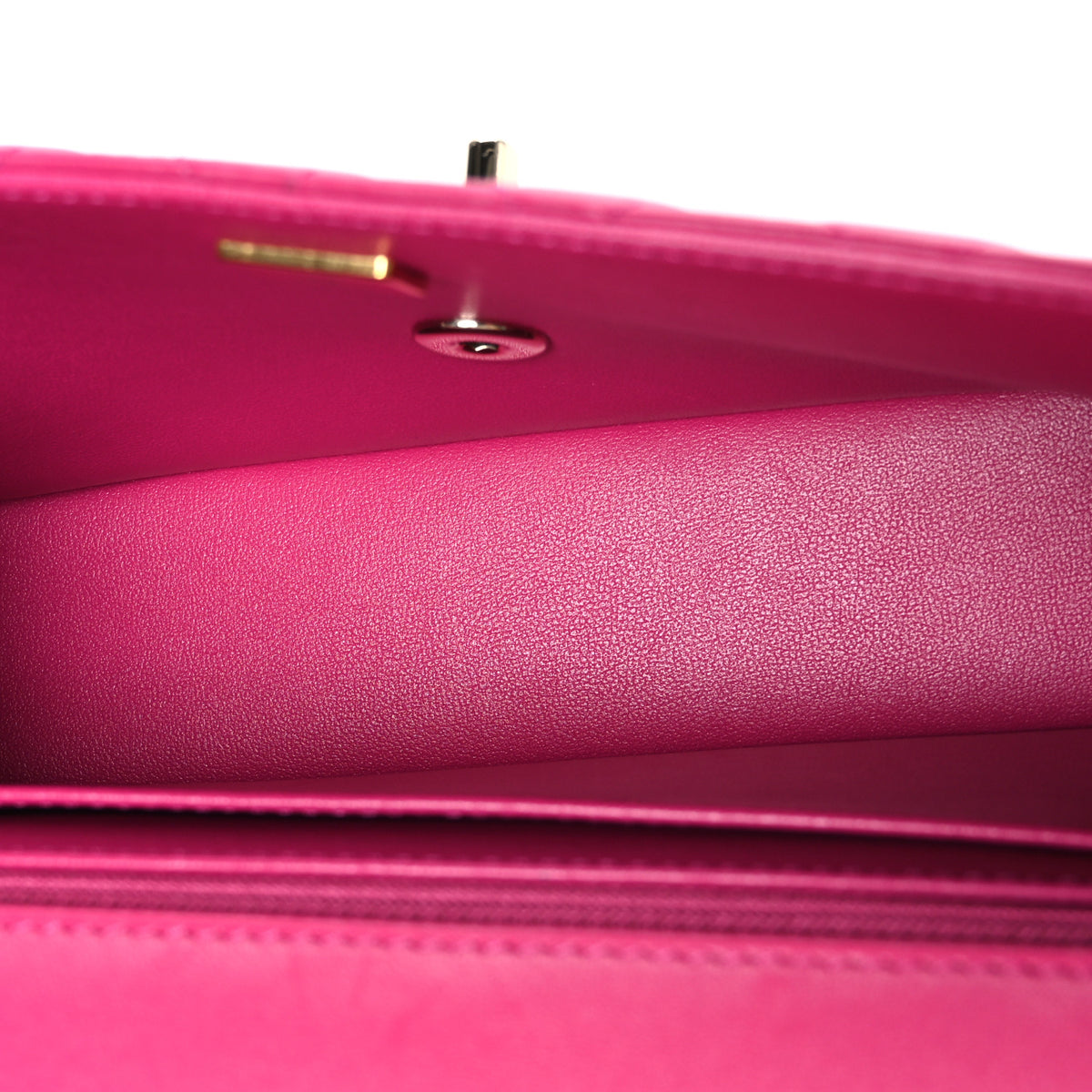 Lambskin Quilted Medium Crystal Top Handle Rectangular Flap Dark Pink