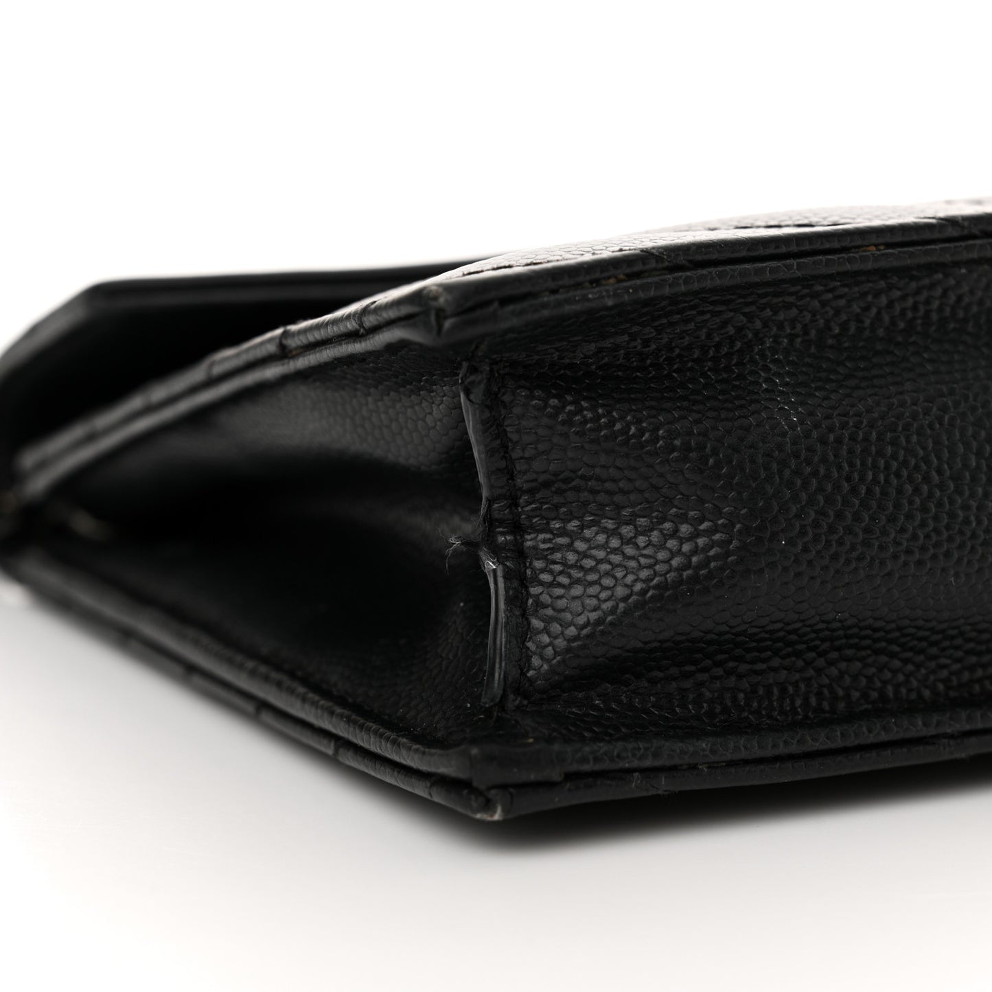 Grain De Poudre Matelasse Chevron Monogram Monochrome Envelope Chain Wallet Black