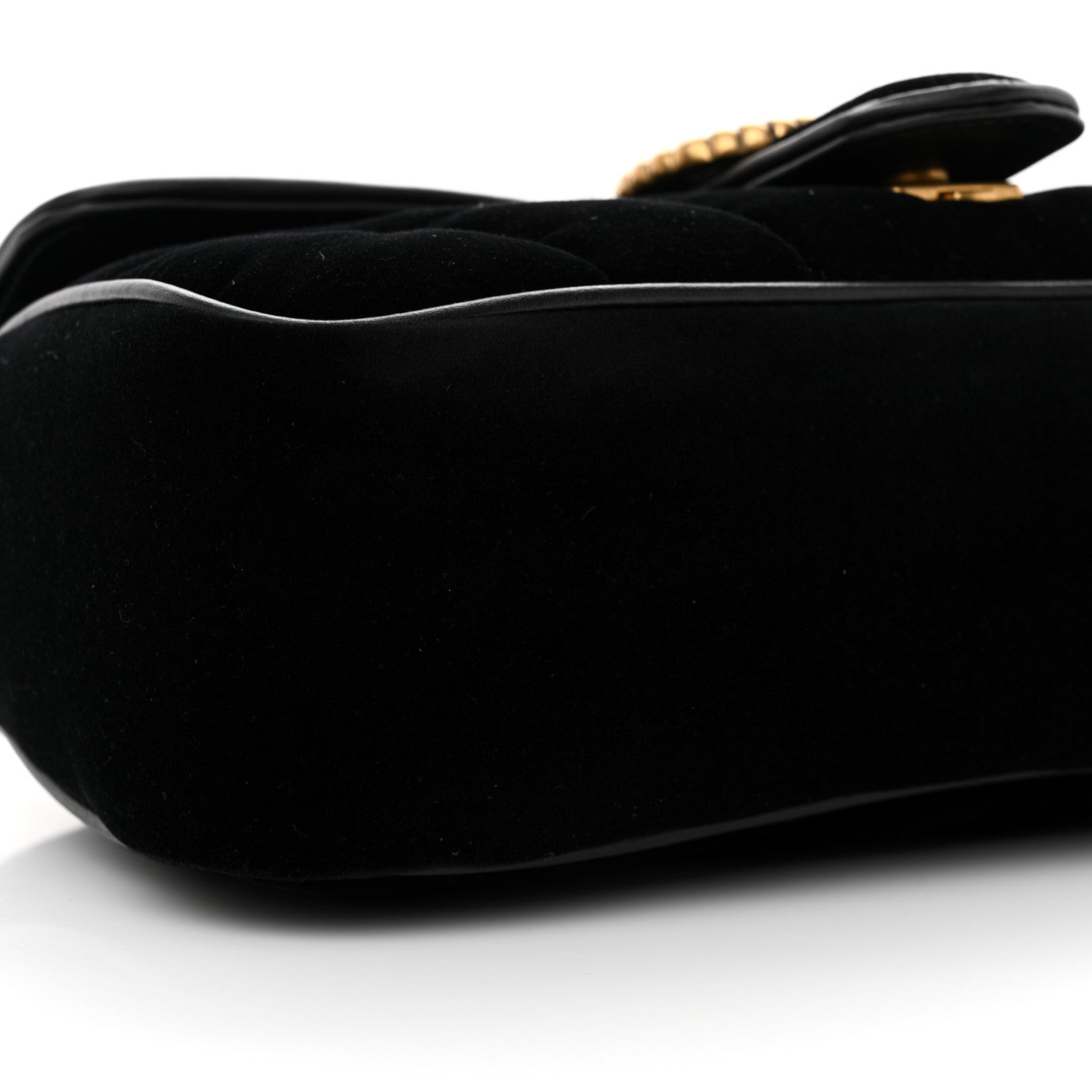 Gucci Velvet Matelasse Double G Studs Small Torchon GG Marmont Shoulder Bag Black 9 of 12