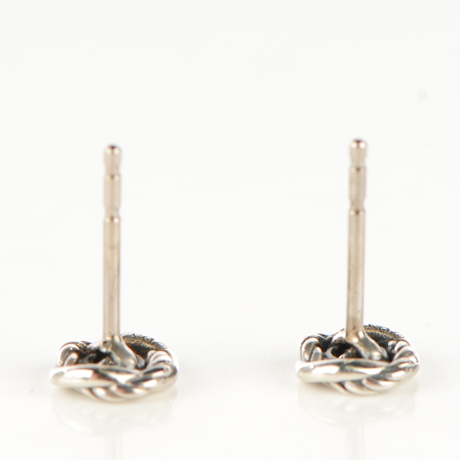 David Yurman Sterling Silver Diamond 7mm Infinity Stud Earrings 3 of 6