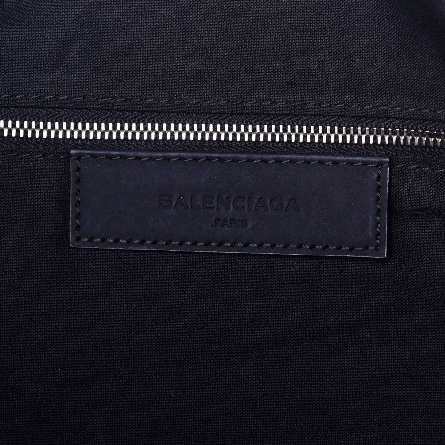 Rubber Calfskin Canvas Navy Tote Black