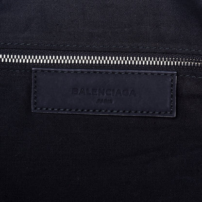 Balenciaga Rubber Calfskin Canvas Navy Tote Black 6 of 9