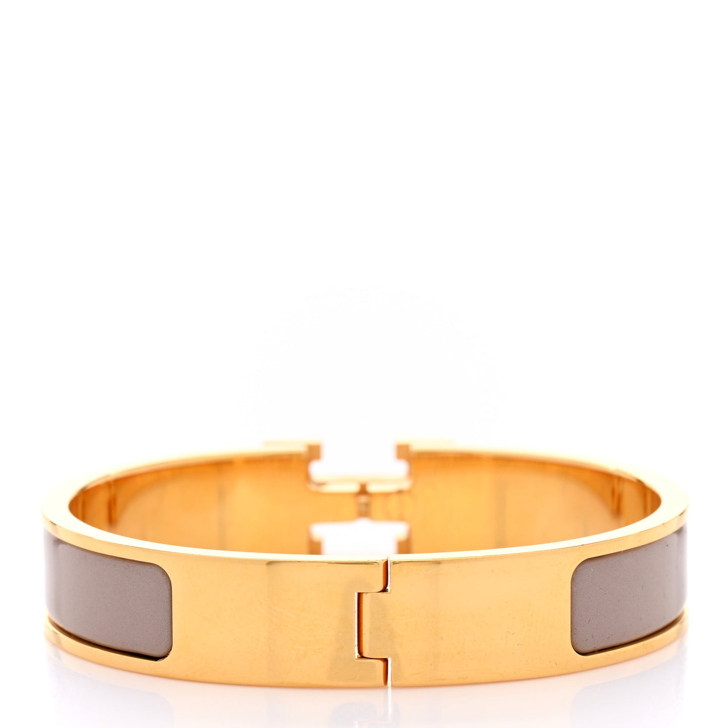 Enamel Narrow Clic Clac H Bracelet PM Marron Glace