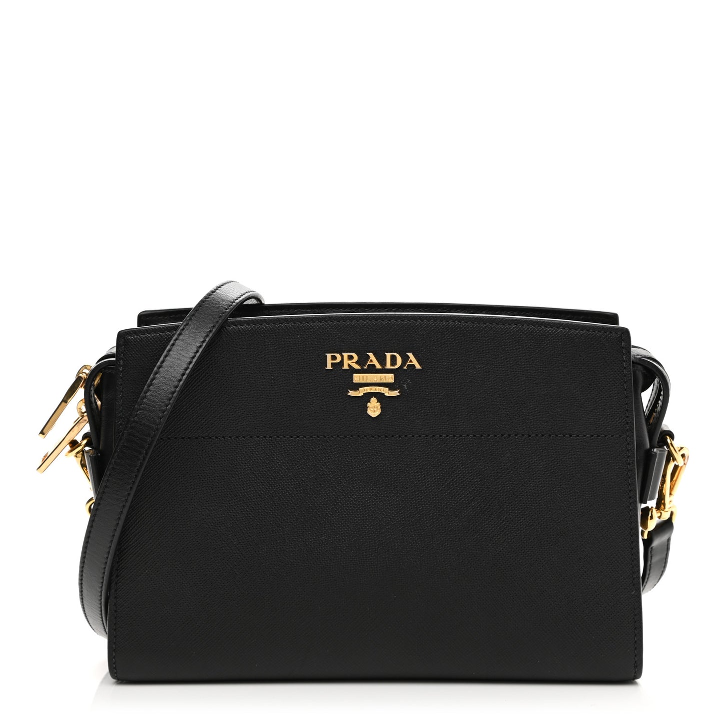 Saffiano City Calfskin Esplanade Crossbody Bag Black