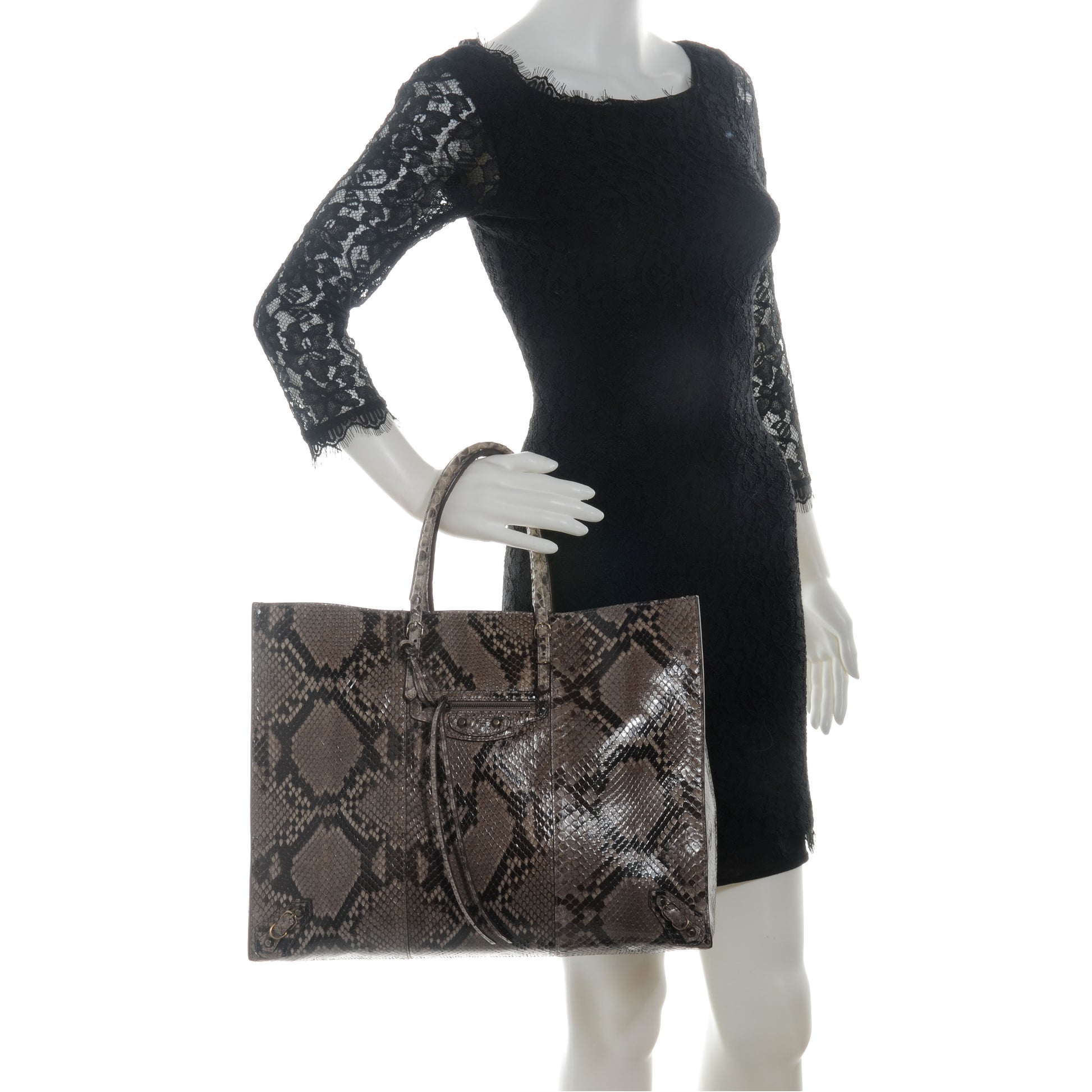 Balenciaga Python Papier A4 Tote Ciment 2 of 7