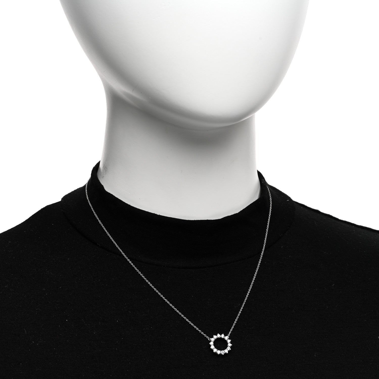 Tiffany Platinum Diamond Small Open Circle Pendant Necklace 2 of 4