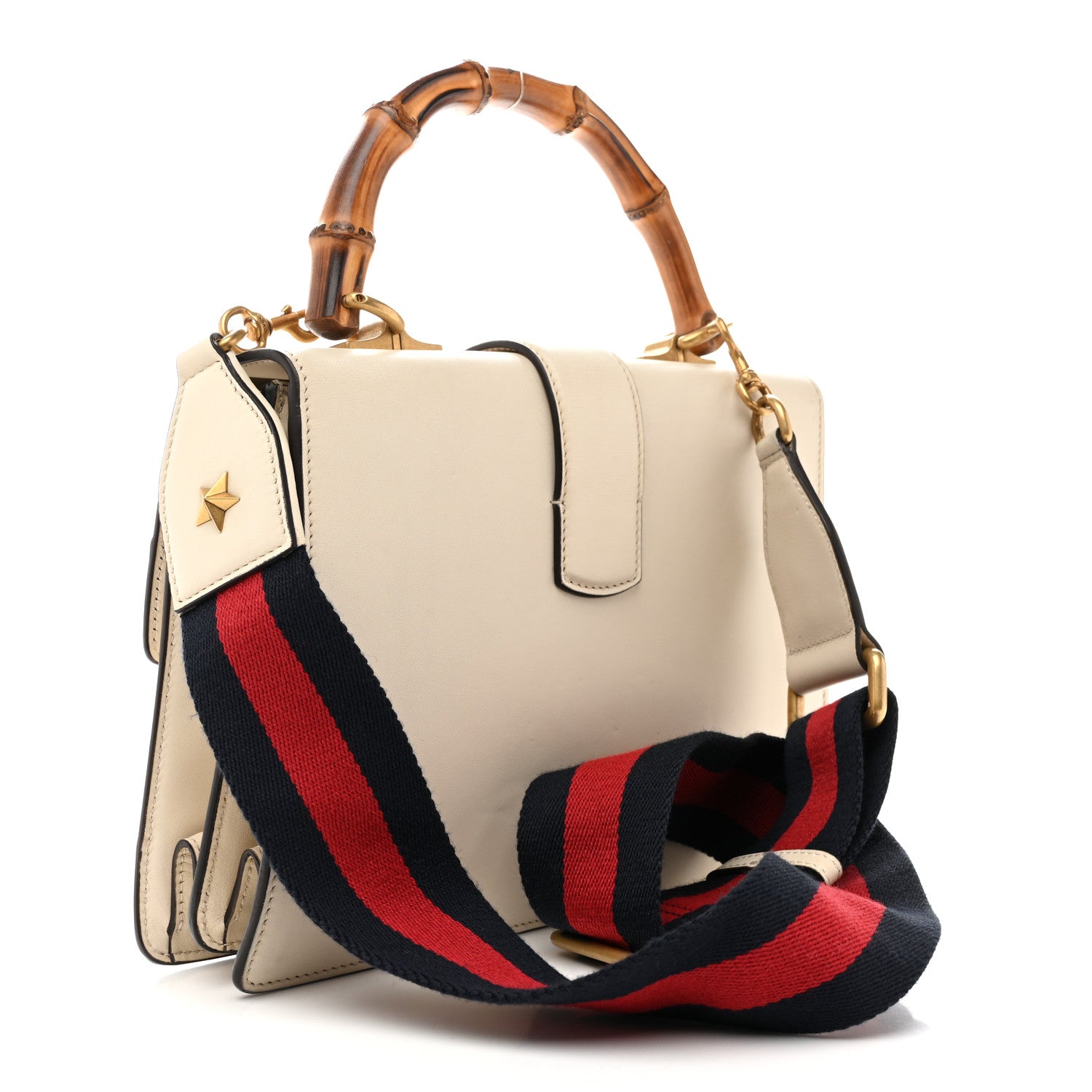 Gucci Calfskin Bamboo Web Medium Dionysus Top Handle Bag White Blue Hibiscus Red 3 of 13