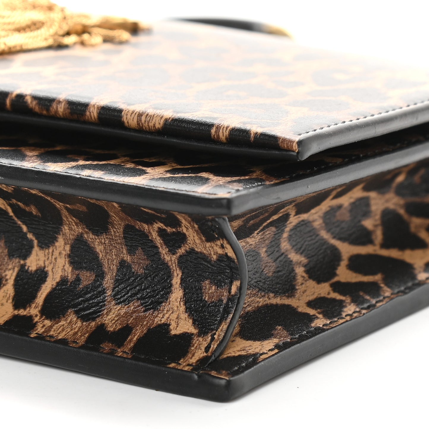 Calfskin Heart Leopard Print Classic Monogram Kate Tassel Satchel Toffee