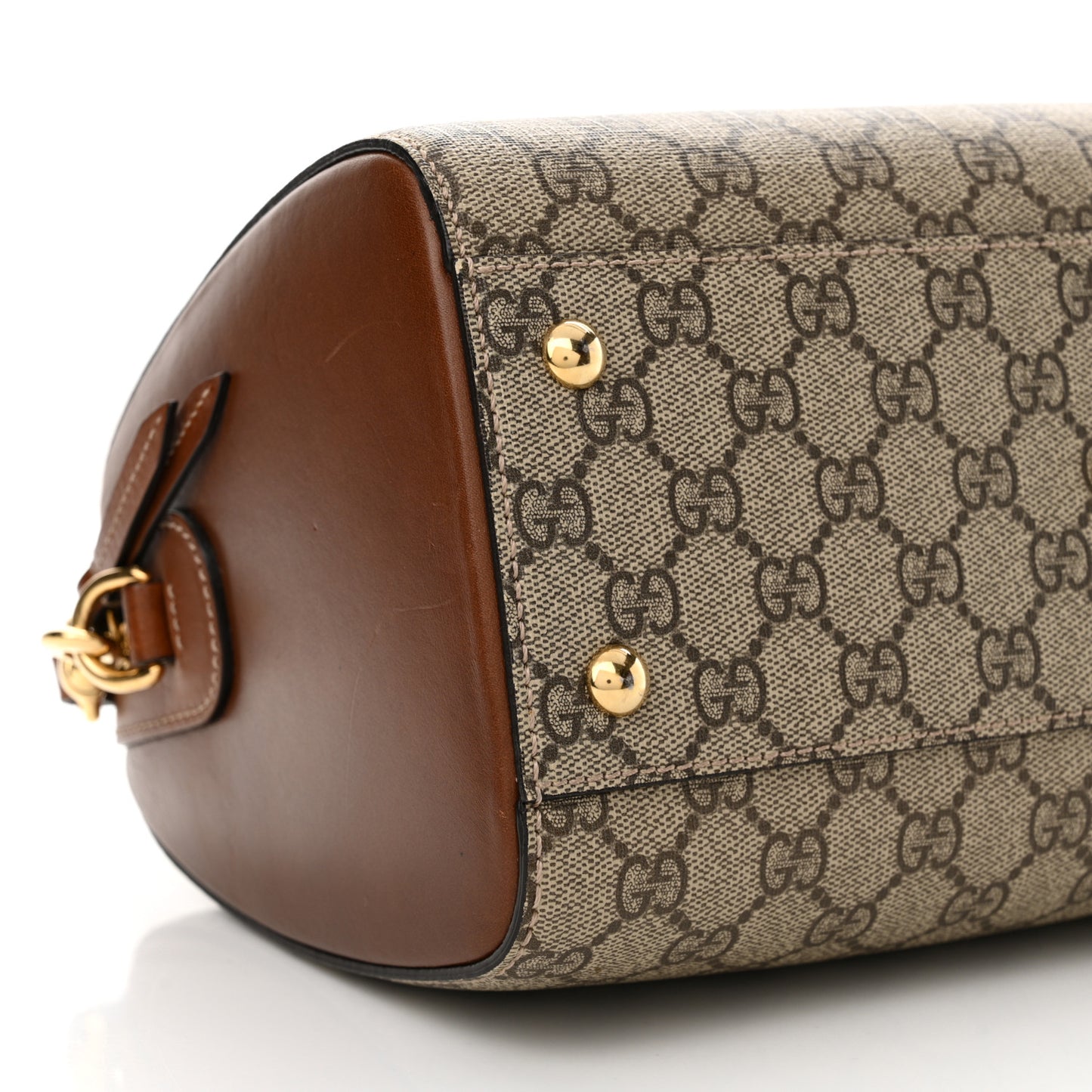 GG Supreme Monogram Cuoio Toscano Small Boston Beige Ebony Cuir