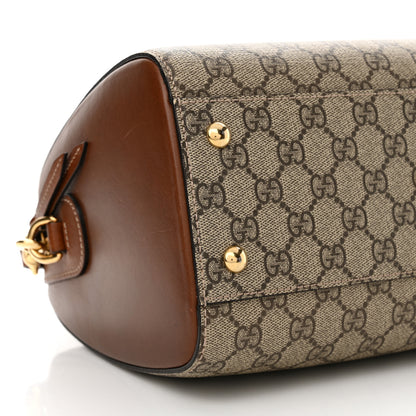 Gucci GG Supreme Monogram Cuoio Toscano Small Boston Beige Ebony Cuir 9 of 15